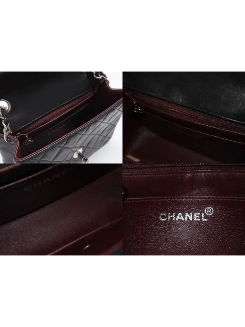 Chanel Mini Quilted 17 Shoulder Bag CC Logo Lambskin Black Silver
